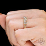 OMC Cushion Five Stone Moissanite Band, Vintage Wedding Band, Wedding Band Women, Yellow Gold Five Stone Ring, 5 Stone Old Mine Band