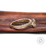 Round Hearts and Arrows Cut Lab Grown Diamond Ring Set IGI Certified Solitaire Hexagon Cathedral Ring With Matching Bubble Band 14k Gold