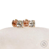 5 MM Old Mine Cut Cushion Moissanite Earrings, 14k Solid Rose Gold Ear Studs, Vintage Style Earrings, Dainty Earrings For Gifting Purpose