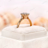 Round Lab Diamond Cluster Ring, 18K Solid Gold Diamond Floral Ring, Unique Cluster Engagement Ring, Everyday Wear Multi Stone Ring