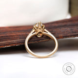 3 TCW OMC Pear Light Champagne Moissanite Vintage Ring, Fine Matte Finish Art Deco Georgian Ring for Her, Unique Pear Engagement Ring