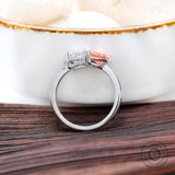 Toi Et Moi Engagement Ring Lab Diamond Double Stone Ring Real Lab Grown Diamond Ring Pear & Princess Ring, Elegant Color Diamond Ring