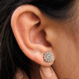 1 CT Diamond Halo Earrings, Lab Diamond Earrings Round, Cluster Diamond Earrings, 10k/14k/18k Solid Gold Statement Earrings, Diamond Studs