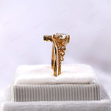 0.5 Ct Heart and Arrow Lab Grown Diamond Royal Crown Engagement Ring, 14k Gold Filigree Ring with Wedding Band, Stacking Bridal Set