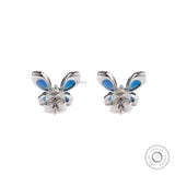 Butterfly Stud Earrings, Blue Sapphire & Lab Grown Diamond Earrings, White Gold Earrings, Push/Screw Back Stud Earrings, Insect Earrings