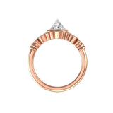 Rose Cut Pear Moissanite Art Deco Ring in 14K Rose Gold, Vintage Style Milgrain Ring, Engagement Ring For Women, Anniversary Ring