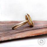 Elongated Cushion Champagne Moissanite Ring, Old Mine Cut Ring, Champagne Bezel Ring, Matt Finish Gold Ring, Antique Old Cut Ring