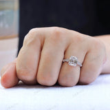 Art Deco Moissanite Ring, Emerald Cut Engagement Ring, 14k White Gold Ring, Double Claw Prong Ring, Milgrain Ring Gold, Cathedral Rings