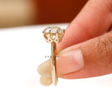 3 Ct OEC Moissanite Ring, Off White Stone 8 prong Ring, Georgian Style Ring, Solid Yellow Gold Knife Edge Ring, Vintage Solitaire Ring