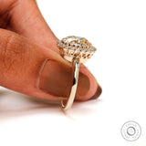 Old Mine Cut Elongated Cushion Champagne Moissanite Ring, Halo Engagement Ring, Solitaire Wedding Ring, Unique Bridal Ring, Solid Gold Ring