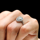 3 CT Pear Cut Lab Grown Diamond Halo Engagement Ring, 14k White Gold Solitaire Pear Ring, Teardrop Diamond Ring, 3 Carat Lab Diamond Ring