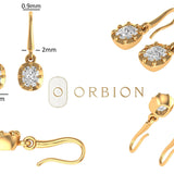 Old Mine Cut Elongated Cushion Moissanite Dangle Drop Earrings, 10k/14k/18k Solid Yellow Gold Ear Wire Earrings, Georgian Style Earrings