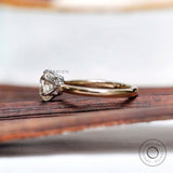 Elongated Old Mine Cut Moissanite Engagement Ring, Classic Off White Solitaire Two Tone Ring, Vintage Style Anniversary Rings For Women