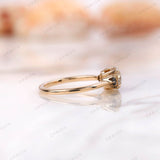 Three Stone Engagement Ring, Three Stone Moissanite Ring, OEC Moissanite Ring, Black And White Stone Ring, 14k Gold Vintage Ring