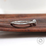 Oval Moissanite Ring, Old Mine Cut Ring, Half Bezel Engagement Ring, 14K White Gold Dainty East West Ring, Oval Promise Ring, Delicate Ring