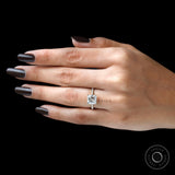 Asscher Cut Hidden Halo Moissanite Engagement Ring Solitaire 14k Yellow Gold Cathedral Step Cut Promise Wedding Anniversary Ring For Women