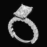 4 Ct Radiant Cut Moissanite Round Cut Accents Engagement Ring For Women, Solitaire Ring Gold, Anniversary Ring For Her, Unique Wedding Ring