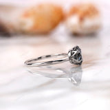 1.6 CT Round OEC Dark Grey Moissanite Vintage Engagement Ring For Her, Grey Stone Ring, Solid White Gold Ring, Antique Old European Cut Ring