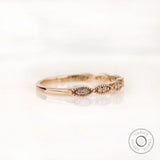 Vintage-inspired Marquise Moissanite Wedding Band in Elegant 14K Gold, Art Deco Milgrain Half Eternity Band