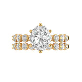 Oval Lab Diamond Ring Set Engagement Ring With Matching Shared Prong Setting Wedding Band 18k Yellow Gold Moissanite Bridal Ring Set