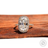 4 CT Elongated Cushion Moissanite Engagement Ring 14k Gold Old Mine Cut Ring Antique Moissanite Ring Accented Shank Halo Wedding Ring