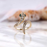 10K Gold Lab Diamond Snake Ring Round Cut Channel Set Serpent Ring Dainty Snake Rings Minimalist Snake Ring 1 Year Anniversary Gift