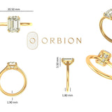 2.50 CT Krupp & Old Mine Emerald Cut Hybrid Moissanite Ring, 14K Yellow Gold Twin Claw Prongs Engagement Ring, Unique Wedding Ring