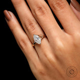 Solitaire Marquise Cut 6 Prong Moissanite Split Shank Engagement Wedding Ring 14k Yellow Gold Unique Promise Anniversary Proposal Ring Women