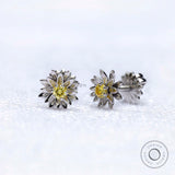 Lotus Inspired “Majestic Bloom” Earrings, Fancy Yellow Lab Diamond Earrings, Flower Petals, Uniquely Designed Diamond Earrings in Solid Gold