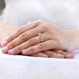 Three Stone Vintage Wedding Ring, OMC Cushion Moissanite Three Stone Ring, Georgian Ring for Her, Old Mine Cut, Three Stone Engagement Ring