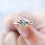 Elongated Cushion Moissanite Ring, Old Mine Cut Ring, Two Tone Gold Ring, Vintage Wedding Ring, Georgian Style Ring, Old Cut Rings