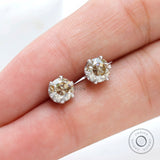 Champagne Moissanite Earrings, Old European Cut Moissanite Earrings, Screw Back Earrings, Matte Gold Earrings, Vintage Earrings Matte Gold