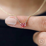 Elegant Pink Diamond Loop Pendant - Perfect Gift for Mom, Dazzling Pink Diamond Heart Pendant - Lab Grown Diamond Charm Necklace in Gold