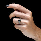 Step Cut Hexagon Dark Grey Moissanite Ring, Vintage Engagement Ring, 14K White Gold Art Deco Ring, Milgrain Promise Ring, Proposal Ring