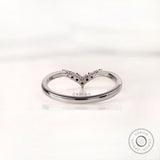 Graduating Round Moissanite V Shaped Chevron Wedding Band, Contour Band White Gold, Dainty Nesting Ring For Women, Wishbone Wedding Ring