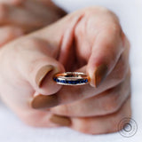 Princess Blue Sapphire Channel Set Wedding Band, Half Eternity Anniversary Band, Color Wedding Band, Blue Channel Set Ring, 14k Rose Gold