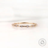 Modern Style Minimalist Bamboo Ring, 14K Solid Gold Stacking Moissanite Wedding Band Women, Dainty Thin Gold Nature Inspired ring