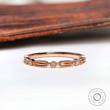 Amethyst Band Gold Wedding Band Women Art Deco Rings Stacking Antique Mini Band Dainty Beaded Milgrain Ring February Birthstone Anniversary