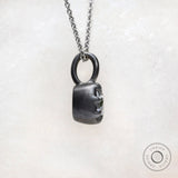 Vintage Oxidized Finish Edwardian Pendant, 6 MM Old Mine Cushion Cut Moissanite Pendant, Antique Claw Prong Solitaire Gold Pendant For Women