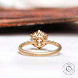 Champagne Moissanite Engagement Ring OEC Cut Georgian Style Matte Yellow Gold Vintage Moissanite Ring Unique Wedding Ring