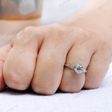 OEC Moissanite Antique Ring, Old Cut Three Stone Ring, Three Stone Vintage Gold Ring, Side Stone Tapered Baguettes, Georgian Engagement Ring