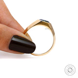 Mens Hexagon Blue Moissanite Signet Ring Flush Set 14K Solid Gold Mens Bezel Set Knife Edge Tapered Band Wedding Marriage Ring For Him