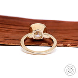 3 CT Old Mine Cut Cushion Lab Grown Diamond Closed Basket Ring Vintage Style Bezel Engagement Ring  10k 14k 18k Gold Chunky Moissanite Ring