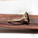 Old Mine Cut Pear Green Moissanite Ring, Signet Ring For Women, Bezel Set Ring, 10k/14k/18k Solid Yellow Gold Ring, Statement Ring For Her