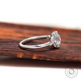 Rose Cut Oval Moissanite Ring, Cluster Wedding Ring, Floral Engagement Ring, Side Lab Diamond Ring, White Gold Antique Ring, Flower Ring