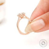 Elongated Cushion Old Mine Cut Off White Moissanite Tulip Setting 8 Prong Engagement Ring 14k Rose Gold Euro Shank Cathedral Promise Rings