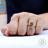 Elongated Cushion Champagne Moissanite Ring, Old Mine Cut Ring, Champagne Bezel Ring, Matt Finish Gold Ring, Antique Old Cut Ring