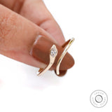 14K Solid Gold Diamond Snake Ring, Everyday Wear Serpent Ring, Anniversary Gift, Dainty Snake Rings for Women, Animal Jewelry, Gift For Her