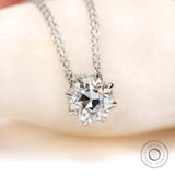 2CT Solitaire Round Old European Cut Moissanite Pendant, Basket Set Antique White Gold Pendant, Georgian Style Pendant, Single Stone Pendant