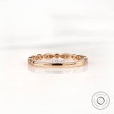 Milgrain Art Deco Wedding Band For Women, Half Eternity Vintage Diamond Band, Dainty Minimalist Band Ring, Anniversary Band For Her